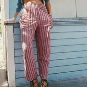 Urban Outfitters Cottage Striped Pull On Pants S Pockets